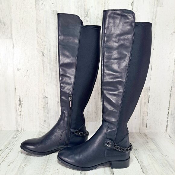 Karl Lagerfeld Paris Shay Over-The-Knee Boots Womens Black Size 7M Dark Romantic - Picture 1 of 16